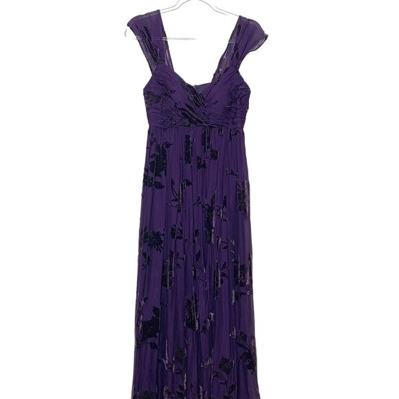 JS COLLECTIONS PETITES Velvet Embellished Maxi Dress Silk Blend Purple Size 4P - Picture 1 of 13